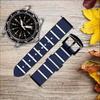 CA0434 Navy White Striped Leather & Silicone Smart Watch Band Strap for Wristwatch Smartwatch Smart Watch Size (20mm) view 2