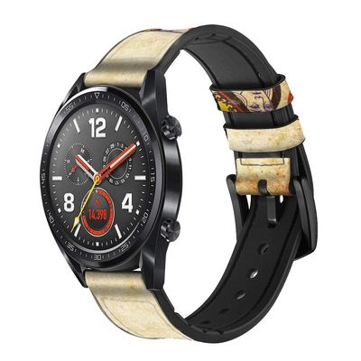 CA0459 Poker Card Queen Hearts Leather Smart Watch Band Strap for Wristwatch Smartwatch Smart Watch Size (18mm)