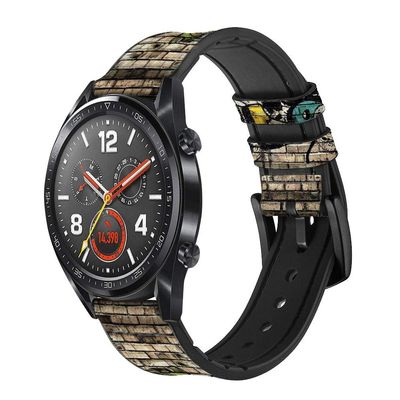 CA0697 Graffiti Wall Leather & Silicone Smart Watch Band Strap for Wristwatch Smartwatch Smart Watch Size (20mm)