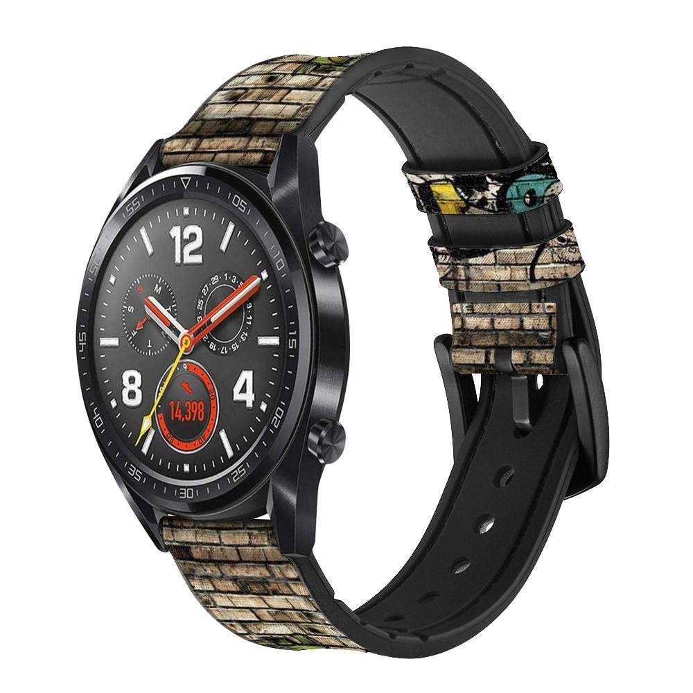 CA0697 Graffiti Wall Leather & Silicone Smart Watch Band Strap for Wristwatch Smartwatch Smart Watch Size (20mm)