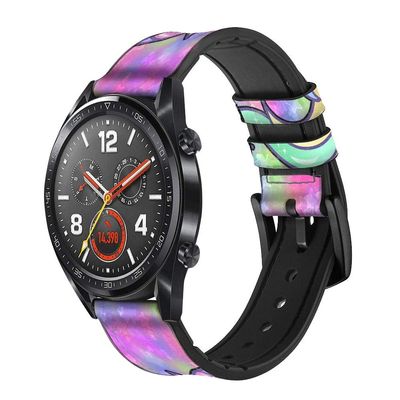 CA0643 Pastel Unicorn Leather & Silicone Smart Watch Band Strap for Wristwatch Smartwatch Smart Watch Size (20mm)