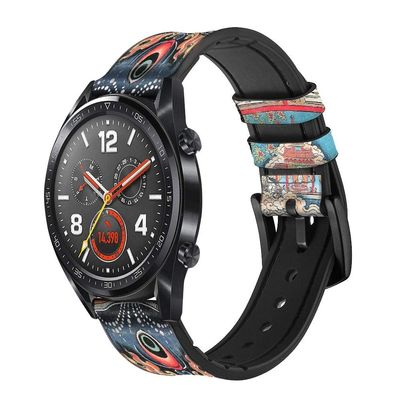 CA0073 Tibet Art Leather Smart Watch Band Strap for Wristwatch Smartwatch Smart Watch Size (18mm)