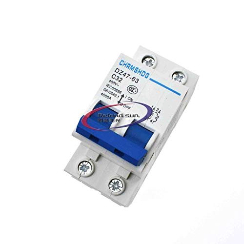Reland Sun DZ47 2 Poles 6A 10A 16A 20A 25A 32A 40A 50A 63A 400V Low-Voltage Miniature Circuit Breaker Din Rail Mount DZ47-63 C6 (2P-16A)