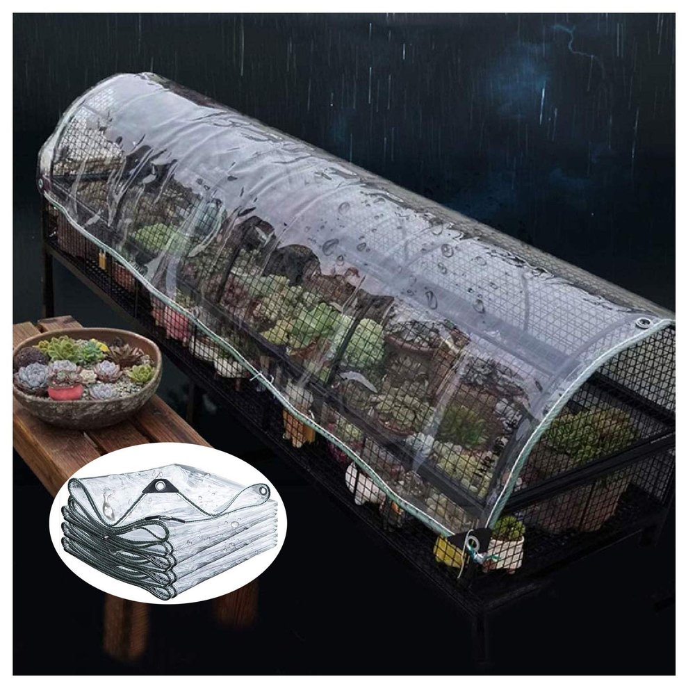 ZHANGQINGXIU Tarpaulin Fabric Tarpaulin Cover Tarpaulin Waterproof Heavy Duty Garden Plant Weather Resistant Protection Panel PVC Transparent Soft Sheet with Eyelets Edge Rope, 41 Sizes