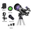 YXCKG Astronomy Telescope 70-400mm Refractor Telescope, Telescopes for Beginners, 3 Options Eyepiece, 45 Zenith Mirror, Phone Adapter, Backpack (Size : Set 6) view 2