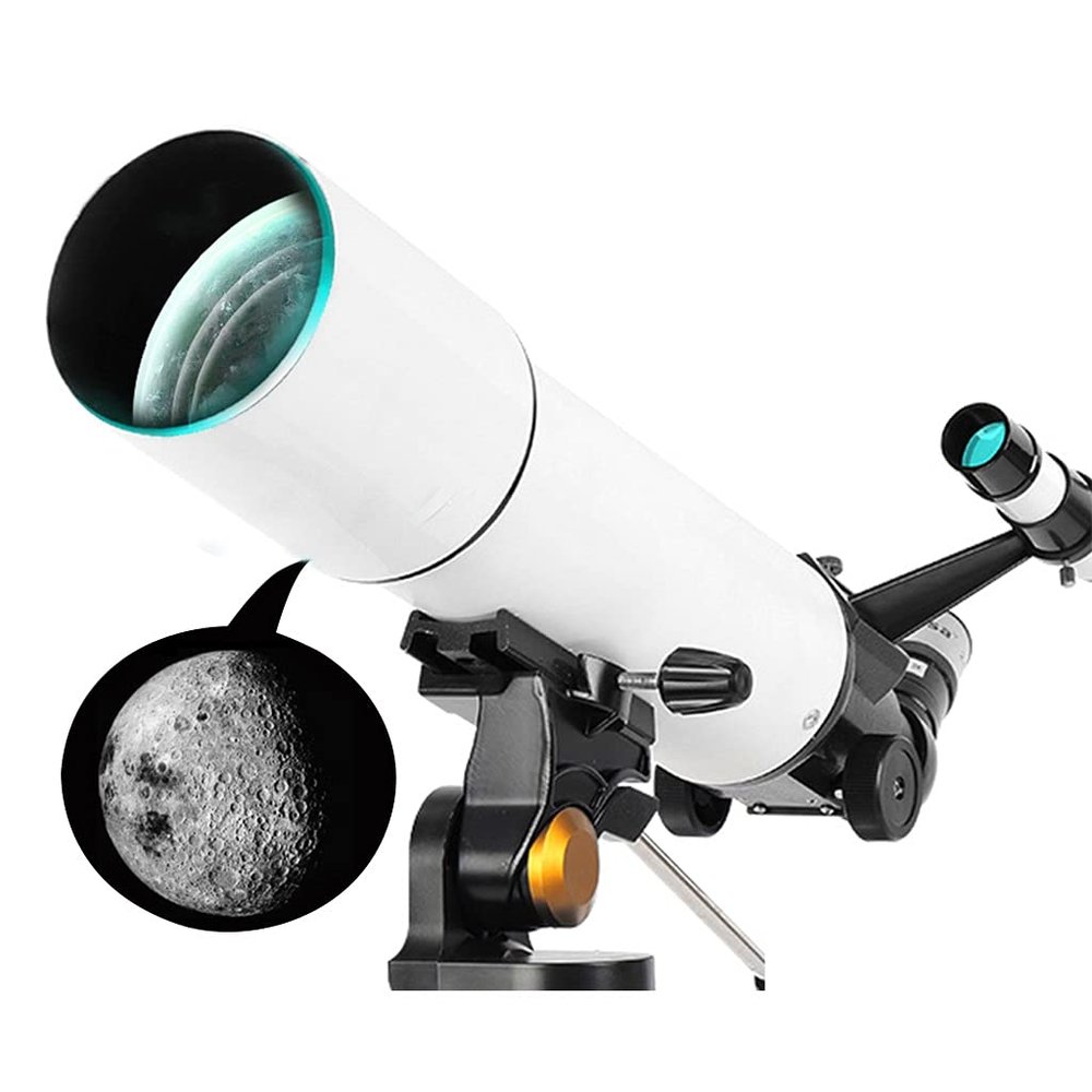 YXCKG 80 Caliber Telescope, Telescope for Adults Beginners, Travel Scope with 5x24 Finder Scope and Tripod(80-128cm), Stargazing Birds Watching (Size : Set 3)