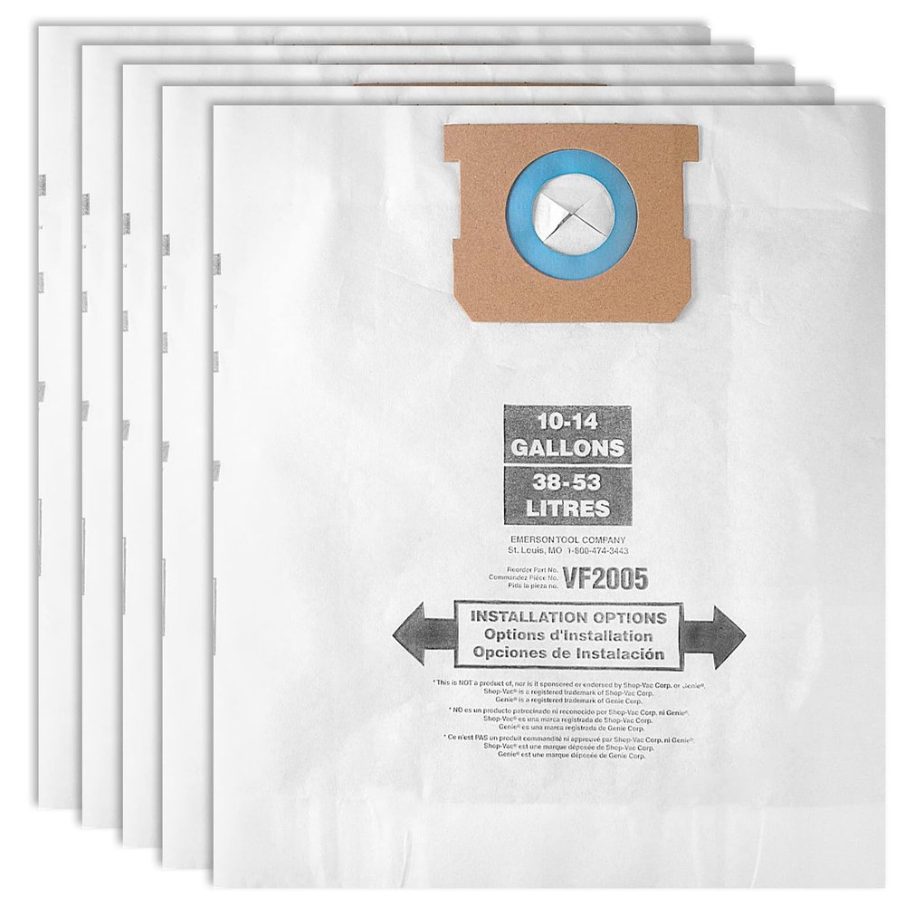 Tomkity 5 Packs 90672 Type F Dust Collection Bags for 10-14 Gallon Vacuum Bags Type I and Type F 90672 9067200 9067233 90662 9066200 9066233 Part VF2005