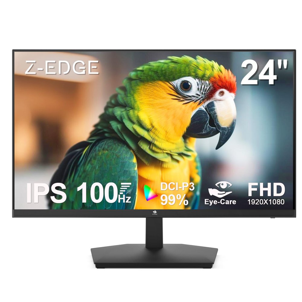 24 inch Monitor, Z-Edge Computer Monitor, Full HD 1920 x 1080p IPS 100Hz PC Monitor with HDMI, VGA, Frameless, U24I Anti-Glare Screen