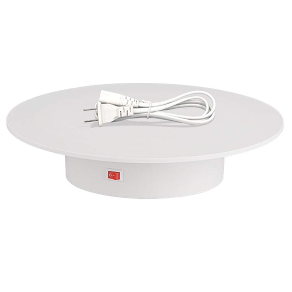LINGOSHUN Video Camera Electric Motorized Rotating Turntable,25kg Load-Bearing, 220V Plug-in Automatic Turntable Base/White / 25CM Diameter