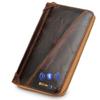 Anti-Lost Bluetooth Leather Long Purse with Alarm, Position Record (via Phone GPS), Bifold Multi Card Case with Zipper Pocket Intelligent Wallet (Coffee) view 1