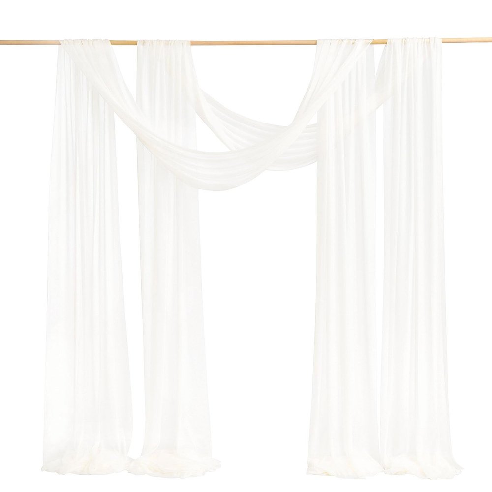 Ling's moment White Wedding Arch Draping Fabric 2 Panels 32Ft x 30" Drapes