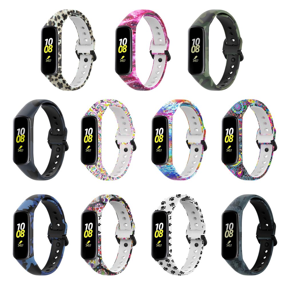 Compatible with Samsung Galaxy fit 2 Bands,Colorful pattern Adjustable Soft Silicone Replacement Band Straps Wristbands Bracelet for galaxy fit 2 Tracker,11 pack