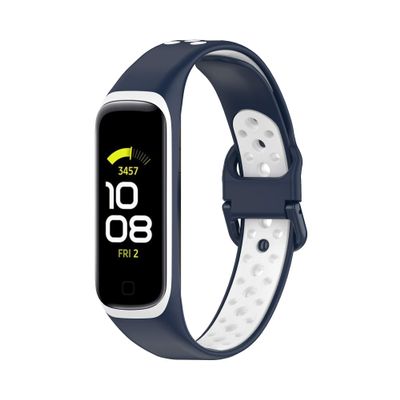 BabyValley Band Compatible with Samsung Galaxy Fit 2 Silicone Band Breathable Wristband Replacement Bracelet Strap Sport Band for Galaxy Fit 2 Fitness Tracker (Navy Blue+White)