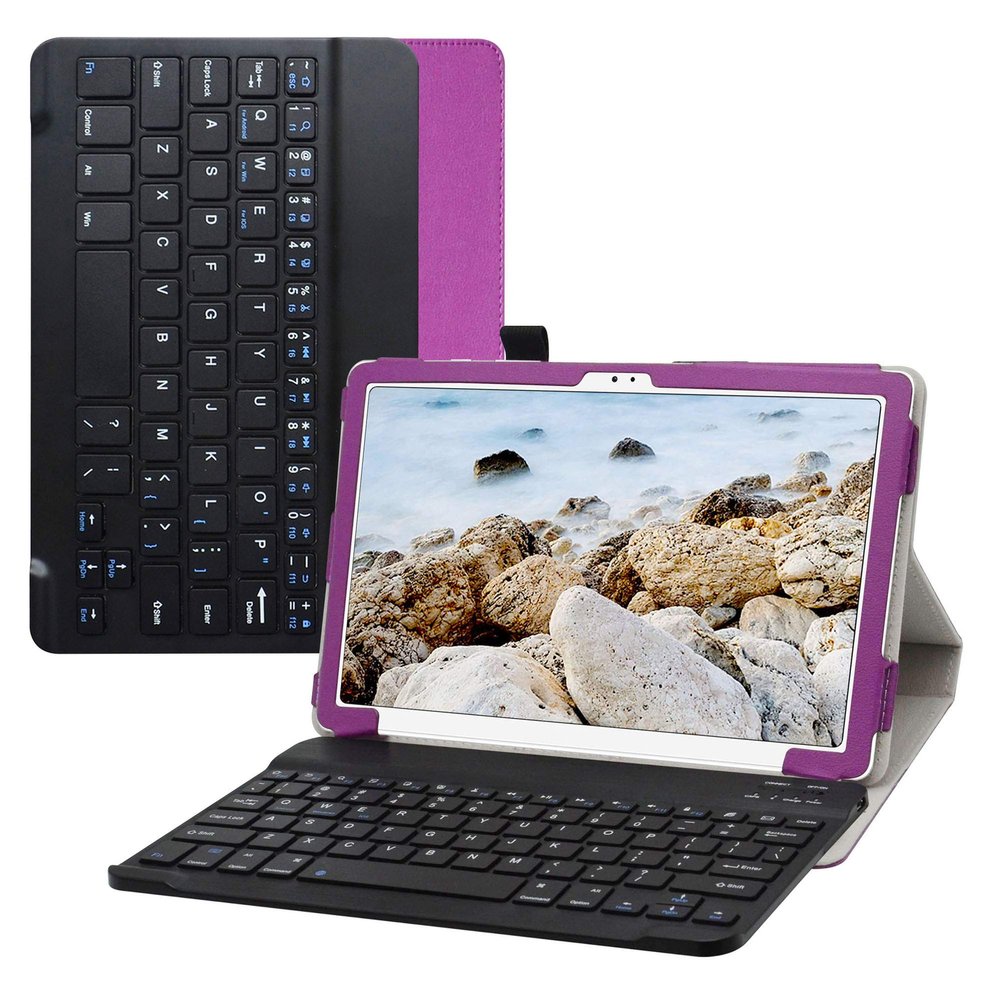 Bige for Galaxy Tab A7 10.4 inch 2020 Keyboard Case,PU Leather Cover with Romovable Wireless Keyboard for Samsung Galaxy Tab A7 10.4 inch 2020 (SM-T500 /T505 /T507) Tablet,Purple, 10001962-3