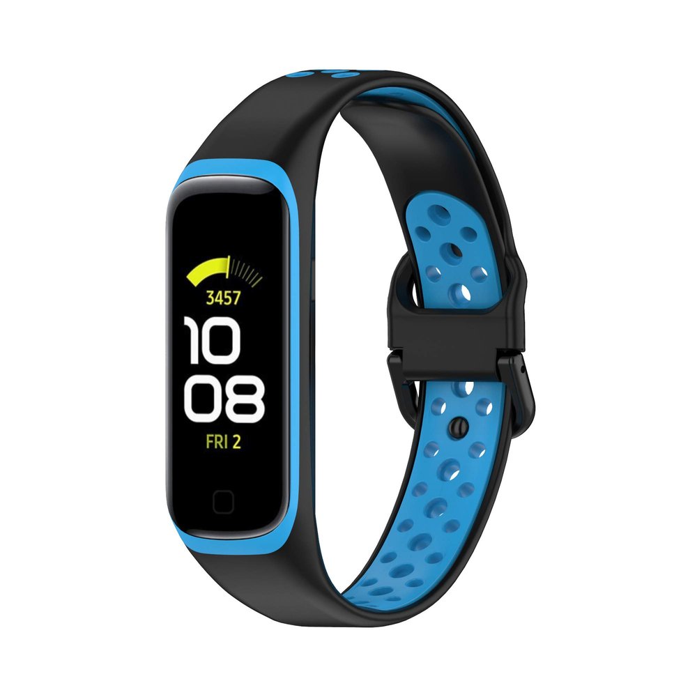 BabyValley Band Compatible with Samsung Galaxy Fit 2 Silicone Band Breathable Wristband Colorful Replacement Bracelet Strap Sport Band for Galaxy Fit 2 (Black+Blue)