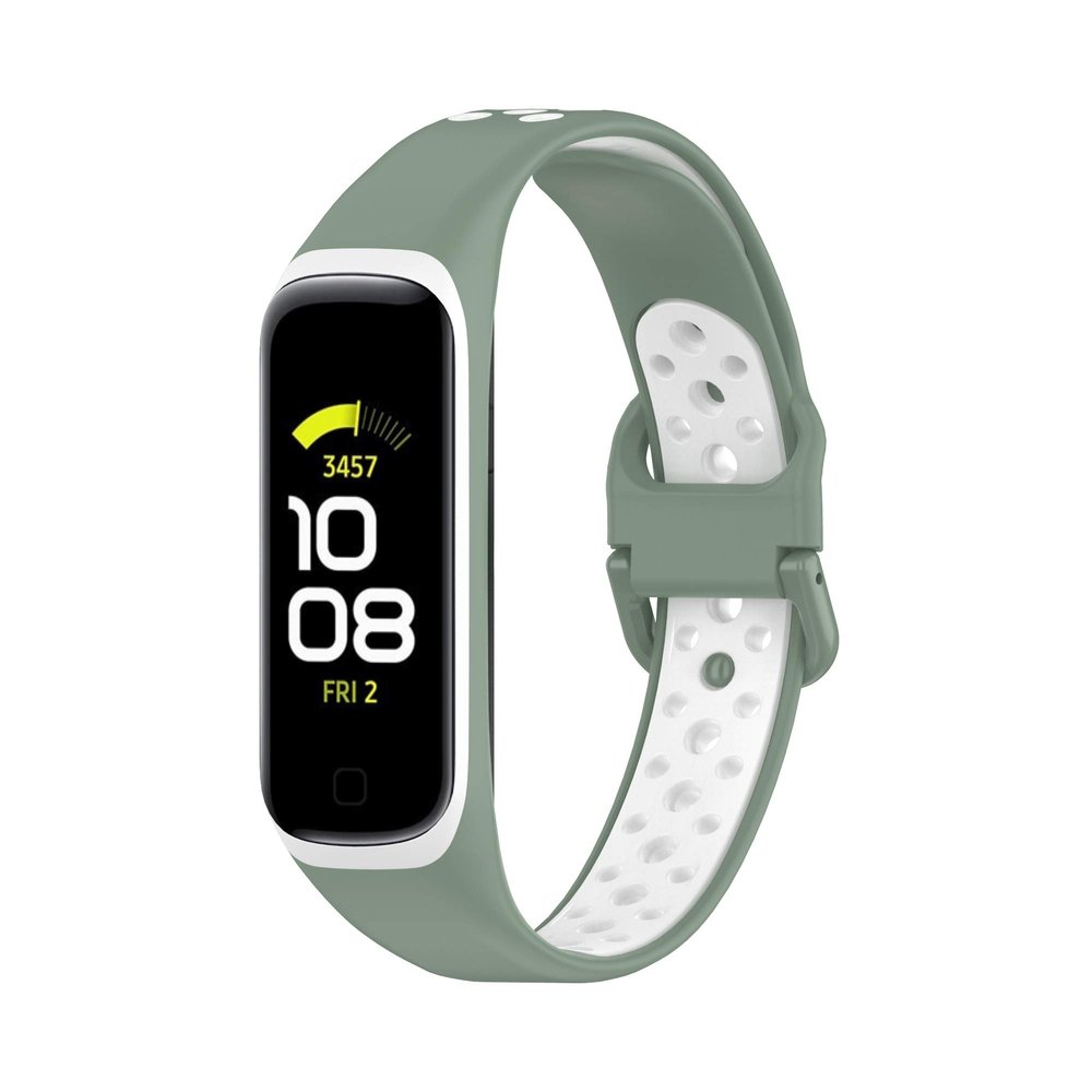 BabyValley Band Compatible with Samsung Galaxy Fit 2 Silicone Band Breathable Wristband Colorful Replacement Bracelet Strap Sport Band for Galaxy Fit 2 (Green+White)