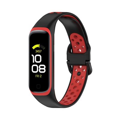 BabyValley Band Compatible with Samsung Galaxy Fit 2 Silicone Band Breathable Wristband Colorful Replacement Bracelet Strap Sport Band for Galaxy Fit 2 (Black+Red)