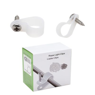 Nanzgecc 50 Pack 1/2'' P-Style Rope Light Clips with Stainless Steel Screw
