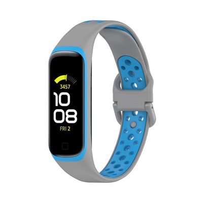 BabyValley Band Compatible with Samsung Galaxy Fit 2 Silicone Band Breathable Wristband Colorful Replacement Bracelet Strap Sport Band for Galaxy Fit 2 (Gray+Blue)