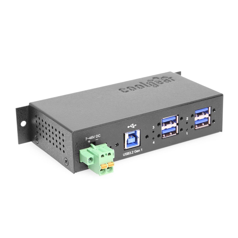 Coolgear 4 Port Managed USB 3.2 Gen 1 Hub with 15KV ESD Surge Protection and Individual Port Control for PCs