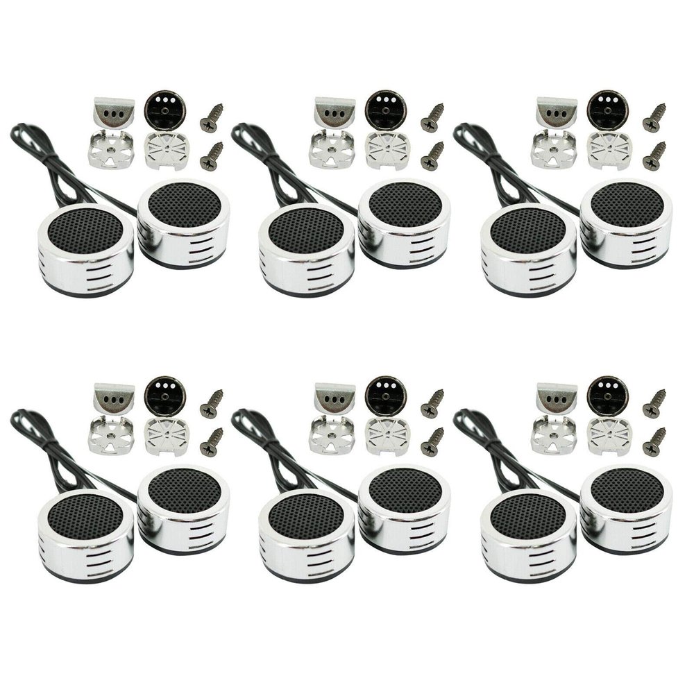6 Pairs | Audiobank AB-207TW 1800 Watts Peak Power Handling Car Audio Piezo Super Dome 1-Inch Surface Mounting High Power & Sensitivity Wide Range Tweeters