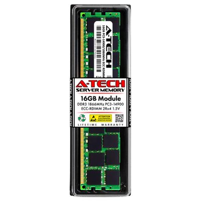 A-Tech 16GB RAM for Dell PowerEdge T620 | DDR3 1866MHz PC3-14900 ECC Registered RDIMM 2Rx4 1.5V Server Single Memory Upgrade Module (Replacement for SNP12C23C/16G, A7187318, 12C23, 012C23) V2