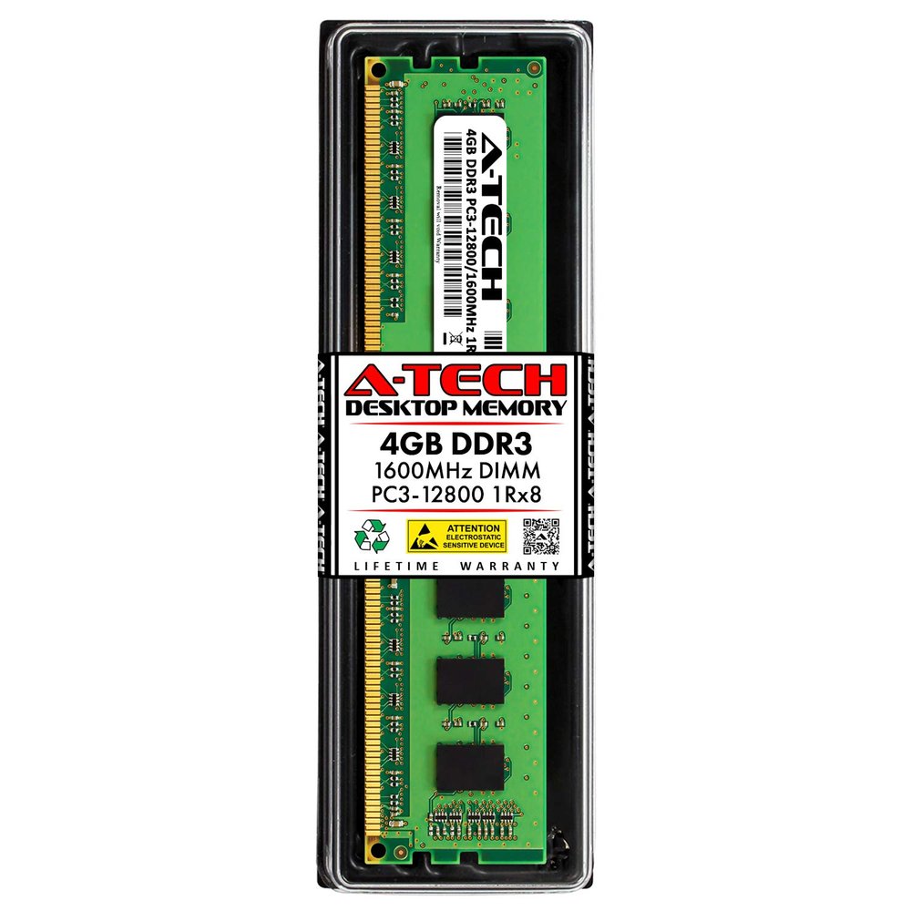 A-Tech 4GB RAM for Dell Vostro 270s | DDR3 1600MHz PC3-12800 Non-ECC DIMM 1Rx8 1.5V Desktop Tower PC Single Memory Upgrade Module (Replacement for SNP531R8C/4G, A7398800, 531R8, 0531R8)