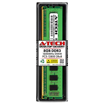 A-Tech 8GB RAM for Dell OptiPlex 7010 MT | DDR3 1600MHz PC3-12800 Non-ECC DIMM 2Rx8 1.5V Desktop Tower PC Single Memory Upgrade Module (Replacement for SNP66GKYC/8G, A6994446, 66GKY, 066GKY)