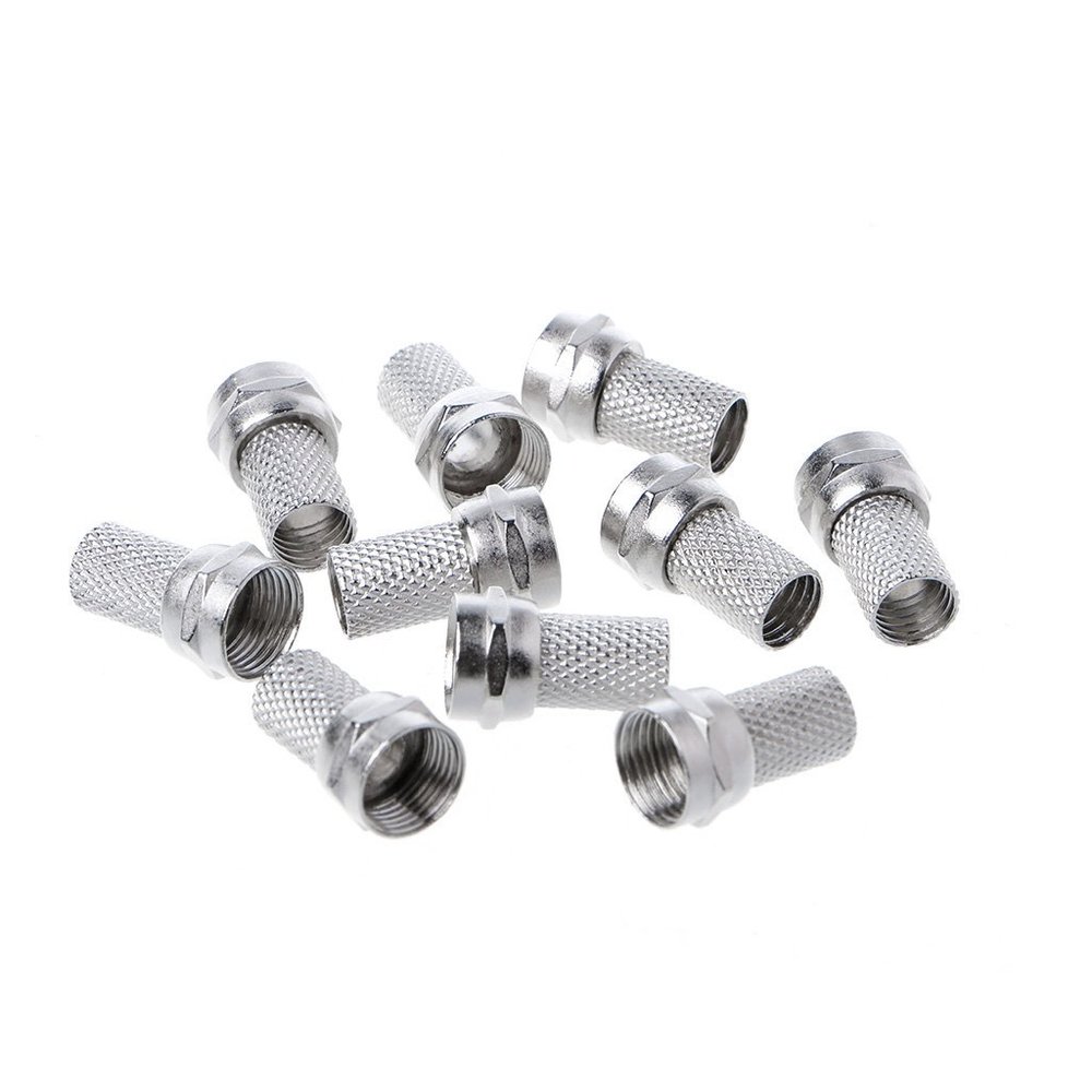 sara-u 10 Pcs 75-5 F Connector Screw On Type Compatible for RG6 Satellite TV Antenna Coaxial Cable Twist-on