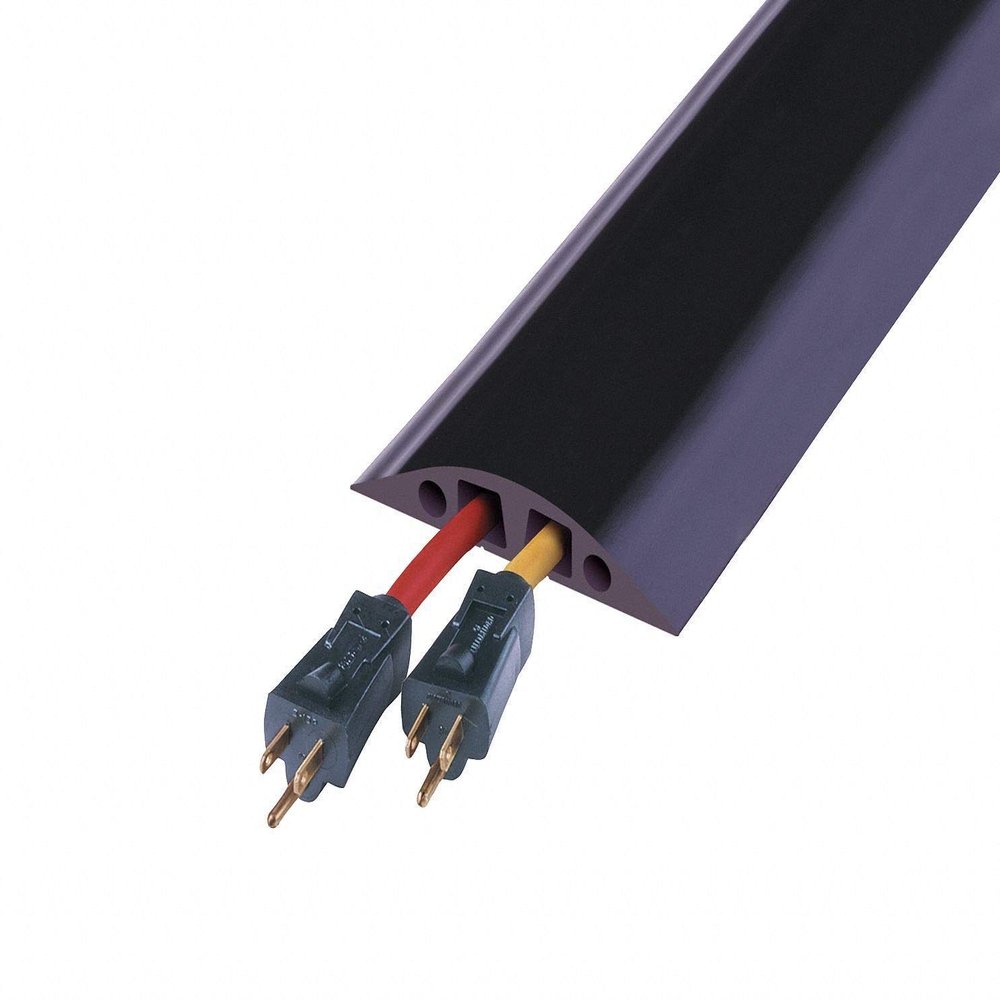 Checkers Cable Protector, 2-Channel, Black, 10 ft. x 1-1/8"H, Max. Cable Dia.: 3/4" - RFD6-10