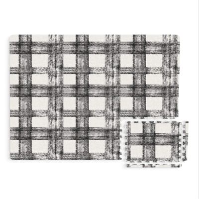 FloorPops FPF3751 Sawyer Plaid Interlocking Floor Tiles, Black