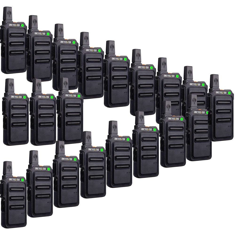Retevis RT19 Walkie-Talkies 20 Pack,Portable FRS Two Way Radios,Small,Mini,Metal Clip,USB Rechargeable Walkie Talkies for Adults School Church Healthcare