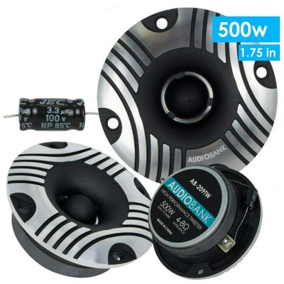 2X Audiobank AB-209TW 3.8-Inch Super Bullet High Car Pro Home Audio Tweeters 500 Watt Maximum Power Handling 2 Pairs with Crossovers Frequency Response: 3000-25000Hz