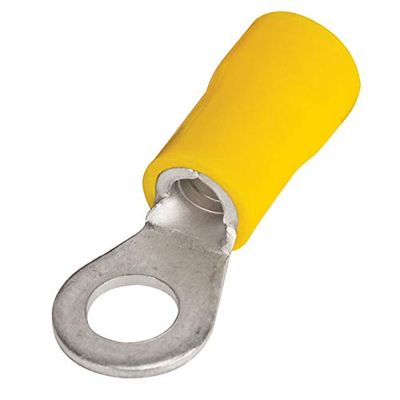 Ring Terminal, Tinned Copper, Vinyl Insulated, 12-10 AWG STR Wire Range, 3/8" (10mm) Stud Size, Yellow, 75C, for BM-00343