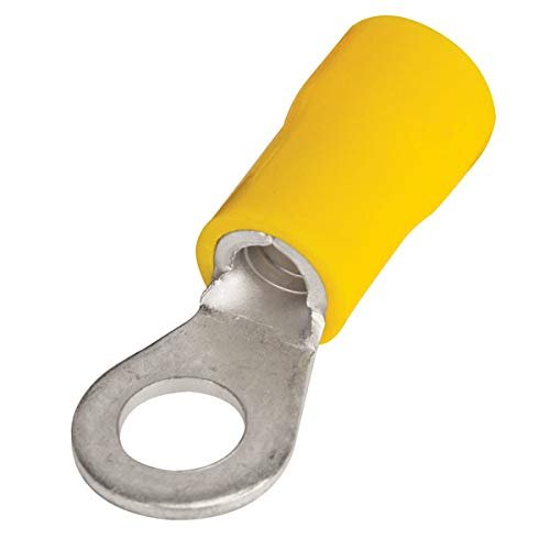 Ring Terminal, Tinned Copper, Vinyl Insulated, 12-10 AWG STR Wire Range, 3/8" (10mm) Stud Size, Yellow, 75C, for BM-00343