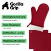 GORILLA GRIP BPA-Free Soft Silicone Oven Mitts and Pot Holders Sets of 4, Heat Resistant Waterproof Cooking Gloves, Thick Cotton Lining, Flexible Gripping for Baking Grilling, Kitchen Trivets, Red view 2