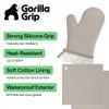 GORILLA GRIP BPA-Free Soft Silicone Oven Mitts and Pot Holders Sets of 4, Heat Resistant Waterproof Cooking Gloves, Thick Cotton Lining, Flexible Gripping for Baking Grilling, Kitchen Trivets, Almond view 2