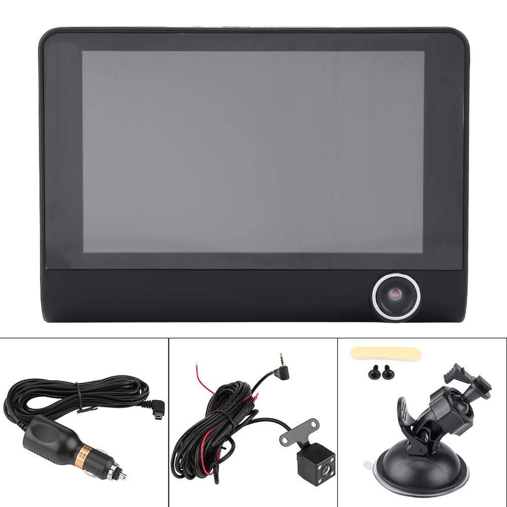 Car Driving Recorder, 4 Inch Full 1080P 3 Lens Car DVR Video Driving Recorder Dash Camera Rearview Camera 170 Degree Wide Angel Support G-Sensor Loop Recording Motion Detection