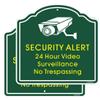 24 Hour Video Surveillance Warning Reflective Sign No Trespassing Sign Security Alert 12x12 Inch Aluminum Alloy CCTV Security Camera Sign UV Printed - 2Pcs Dark Green and Yellow view 1