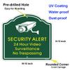 24 Hour Video Surveillance Warning Reflective Sign No Trespassing Sign Security Alert 12x12 Inch Aluminum Alloy CCTV Security Camera Sign UV Printed - 2Pcs Dark Green and Yellow view 2