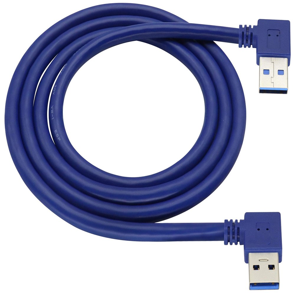 AAOTOKK 90 Degree USB 3.0 A Male to USB Data Transfer & Charging Extension Cable - 1M/3ft Blue (Keyboard, Mouse, Flash Drive, Hard Drive)