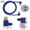 AAOTOKK 90 Degree USB 3.0 A Male to USB Data Transfer & Charging Extension Cable - 1M/3ft Blue (Keyboard, Mouse, Flash Drive, Hard Drive) view 2