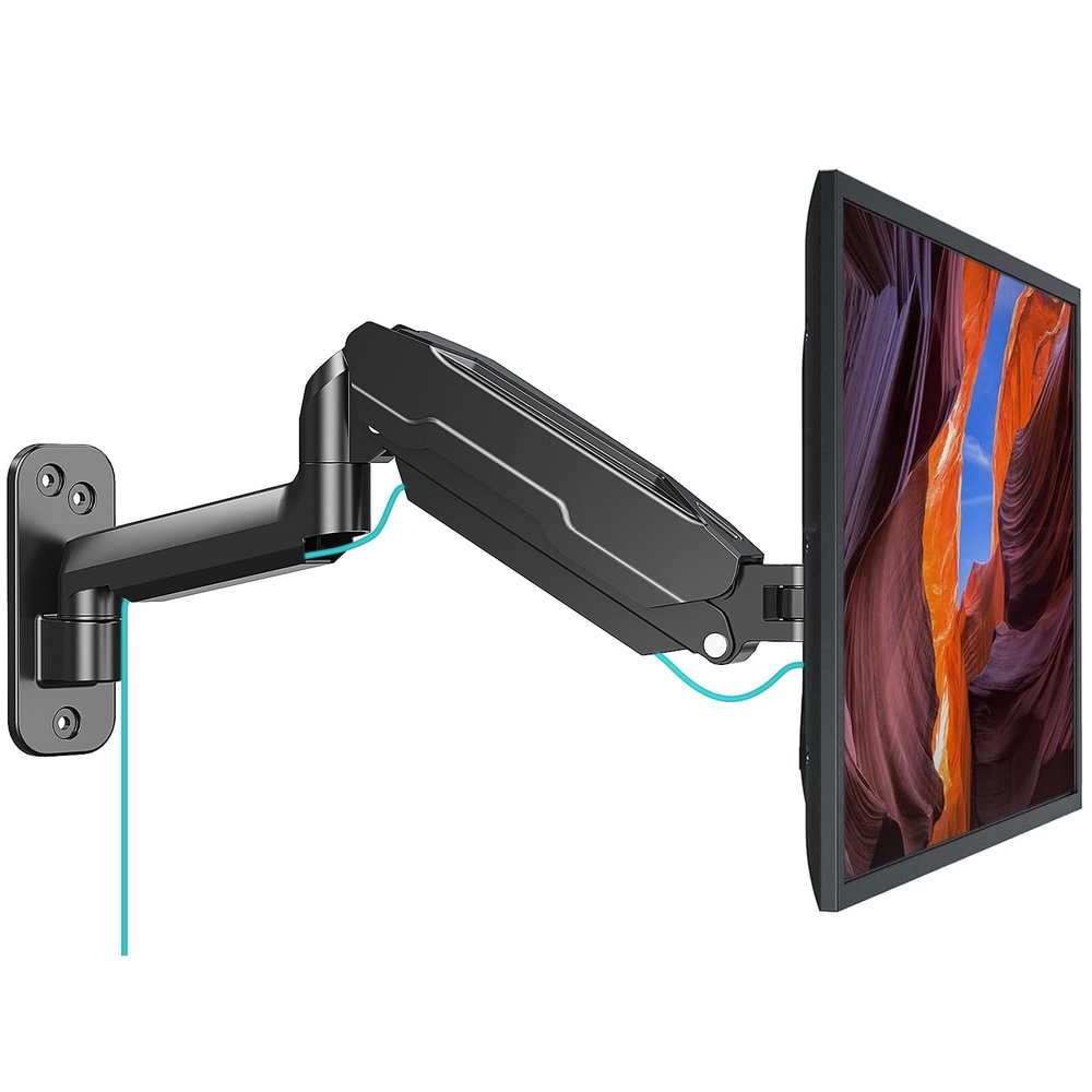 MOUNT PRO Single Monitor Wall Mount for 13 to 32 Inch Computer Screens, Height Adjustable Wall Mount Monitor Arm Holds Up to 19.8lbs, Full Motion Wall Bracket, VESA Mount 75x75, 100x100, Black