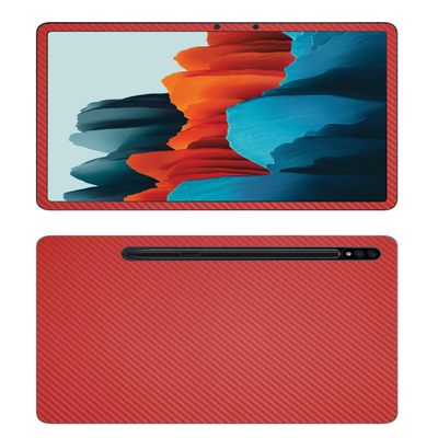 Decalrus - Protective Decal for Samsung Galaxy Tab S7 (11" Screen) Tablet RED Carbon Fiber Skin Skins Decal for case Cover wrap CFsamsungGalaxyTab_S7Red