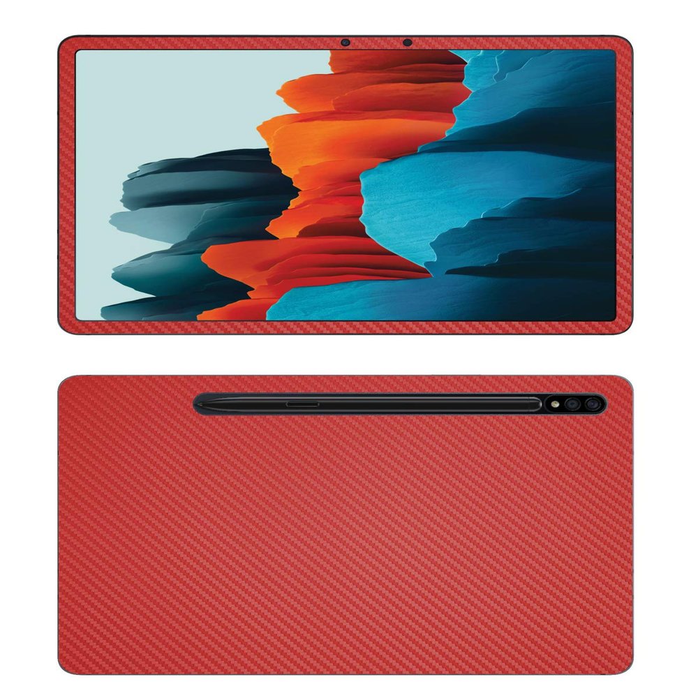 Decalrus - Protective Decal for Samsung Galaxy Tab S7 (11" Screen) Tablet RED Carbon Fiber Skin Skins Decal for case Cover wrap CFsamsungGalaxyTab_S7Red