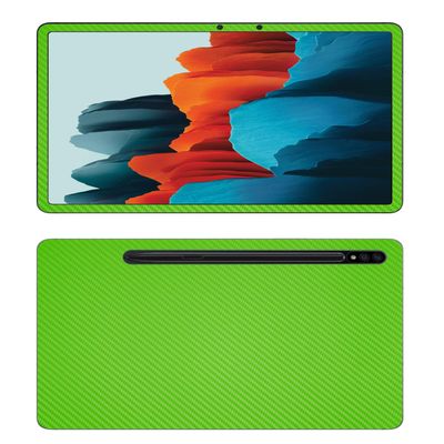 Decalrus - Protective Decal for Samsung Galaxy Tab S7 (11" Screen) Tablet Green Carbon Fiber Skin Skins Decal for case Cover wrap CFsamsungGalaxyTab_S7Green
