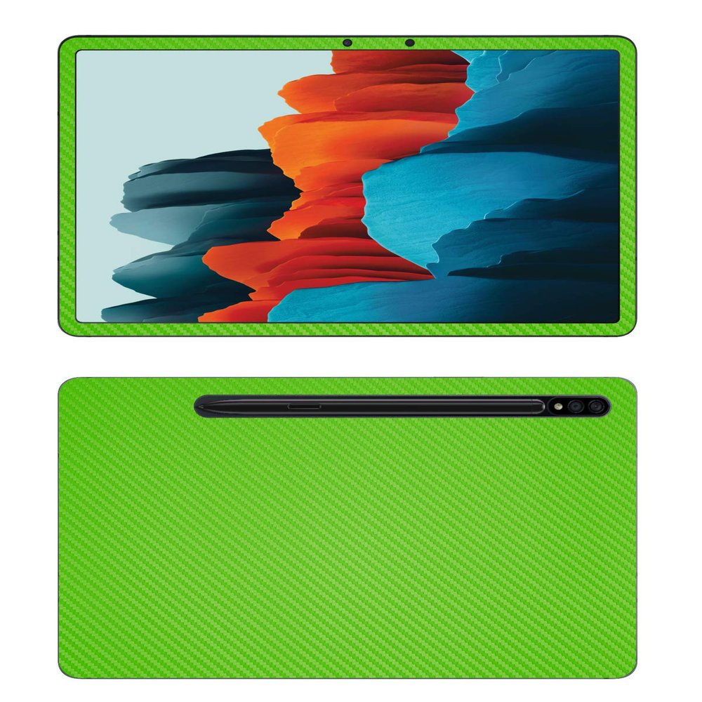 Decalrus - Protective Decal for Samsung Galaxy Tab S7 (11" Screen) Tablet Green Carbon Fiber Skin Skins Decal for case Cover wrap CFsamsungGalaxyTab_S7Green