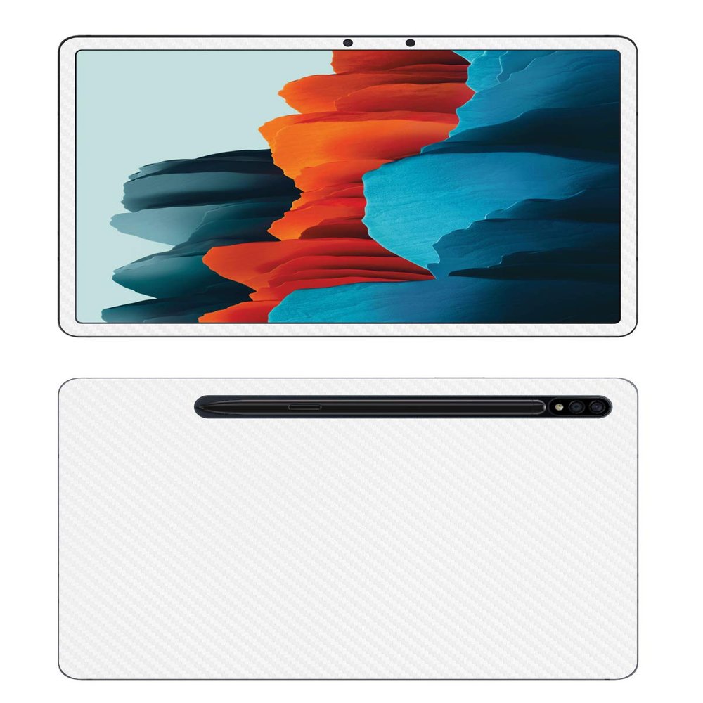 Decalrus - Protective Decal for Samsung Galaxy Tab S7 (11" Screen) Tablet White Carbon Fiber Skin Skins Decal for case Cover wrap CFsamsungGalaxyTab_S7White