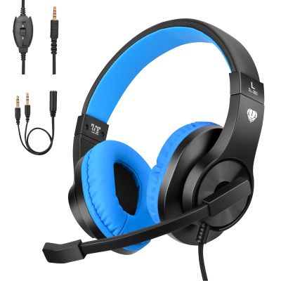 ShinePick Kids Headphones, Over-Ear Girls Boys Gaming Headphones with Microphone and Volume Control for Kids Teens Online School, TravelBlue