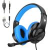 ShinePick Kids Headphones, Over-Ear Girls Boys Gaming Headphones with Microphone and Volume Control for Kids Teens Online School, TravelBlue view 1